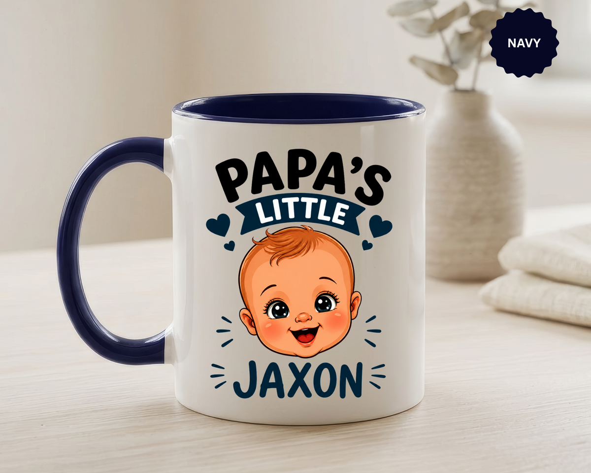 Personalized Papa's Little Boy Mug, Custom Baby Name Mug for Dad, New Father Gift, Papa Coffee Mug, Father's Day Gift from Son