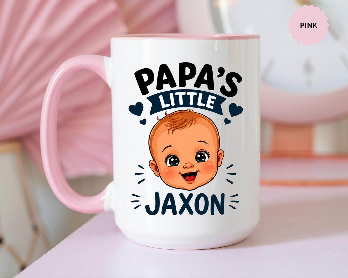 Personalized Papa's Little Boy Mug, Custom Baby Name Mug for Dad, New Father Gift, Papa Coffee Mug, Father's Day Gift from Son