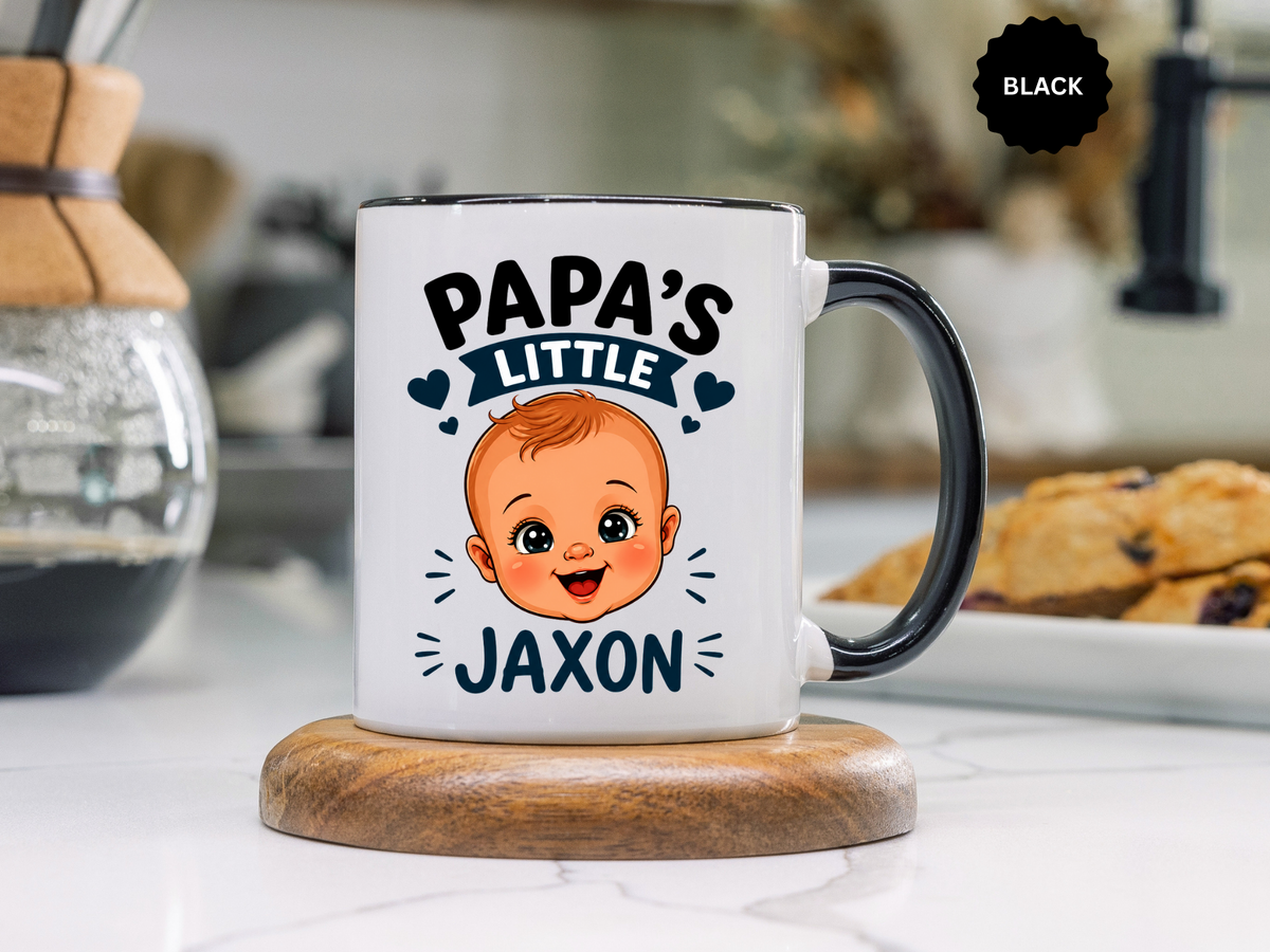Personalized Papa's Little Boy Mug, Custom Baby Name Mug for Dad, New Father Gift, Papa Coffee Mug, Father's Day Gift from Son