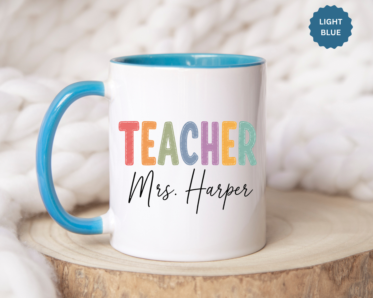 Personalized Teacher Name Mug, Custom Teacher Coffee Mug, Teacher Appreciation Gift, Back to School Gift, End of Year Teacher Cup