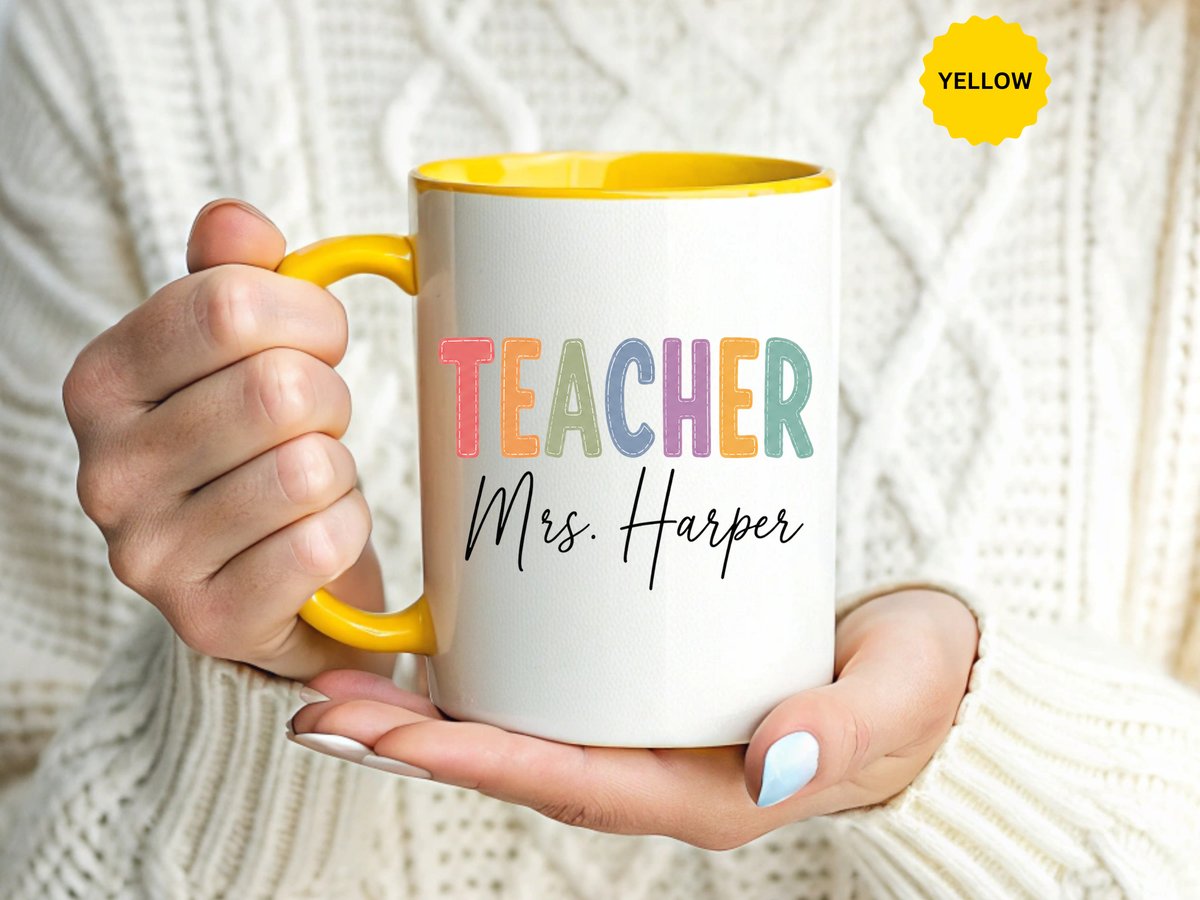 Personalized Teacher Name Mug, Custom Teacher Coffee Mug, Teacher Appreciation Gift, Back to School Gift, End of Year Teacher Cup