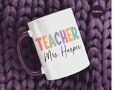Personalized Teacher Name Mug, Custom Teacher Coffee Mug, Teacher Appreciation Gift, Back to School Gift, End of Year Teacher Cup