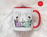 Funny Coffee Lovers Mug, Running on Caffeine and Pure Sarcasm Mug, Vintage Tea Party Coffee Cup, Best Friend Coffee Gift