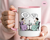 Funny Coffee Lovers Mug, Running on Caffeine and Pure Sarcasm Mug, Vintage Tea Party Coffee Cup, Best Friend Coffee Gift