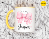 Personalized Nurse Mug, Custom Nurse Name Coffee Mug, Pink Stethoscope Gift, RN Appreciation Gift, Nurse Graduation Cup
