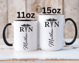 Personalized RN Coffee Mug, Registered Nurse Gift, Custom Nurse Name Mug, Nursing School Graduation Gift, RN Appreciation Cup