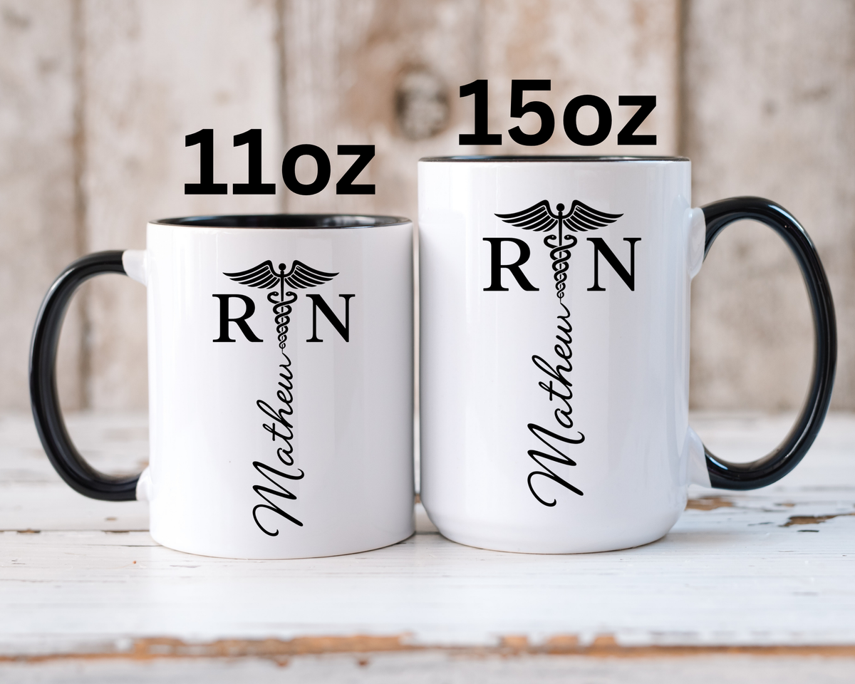 Personalized RN Coffee Mug, Registered Nurse Gift, Custom Nurse Name Mug, Nursing School Graduation Gift, RN Appreciation Cup