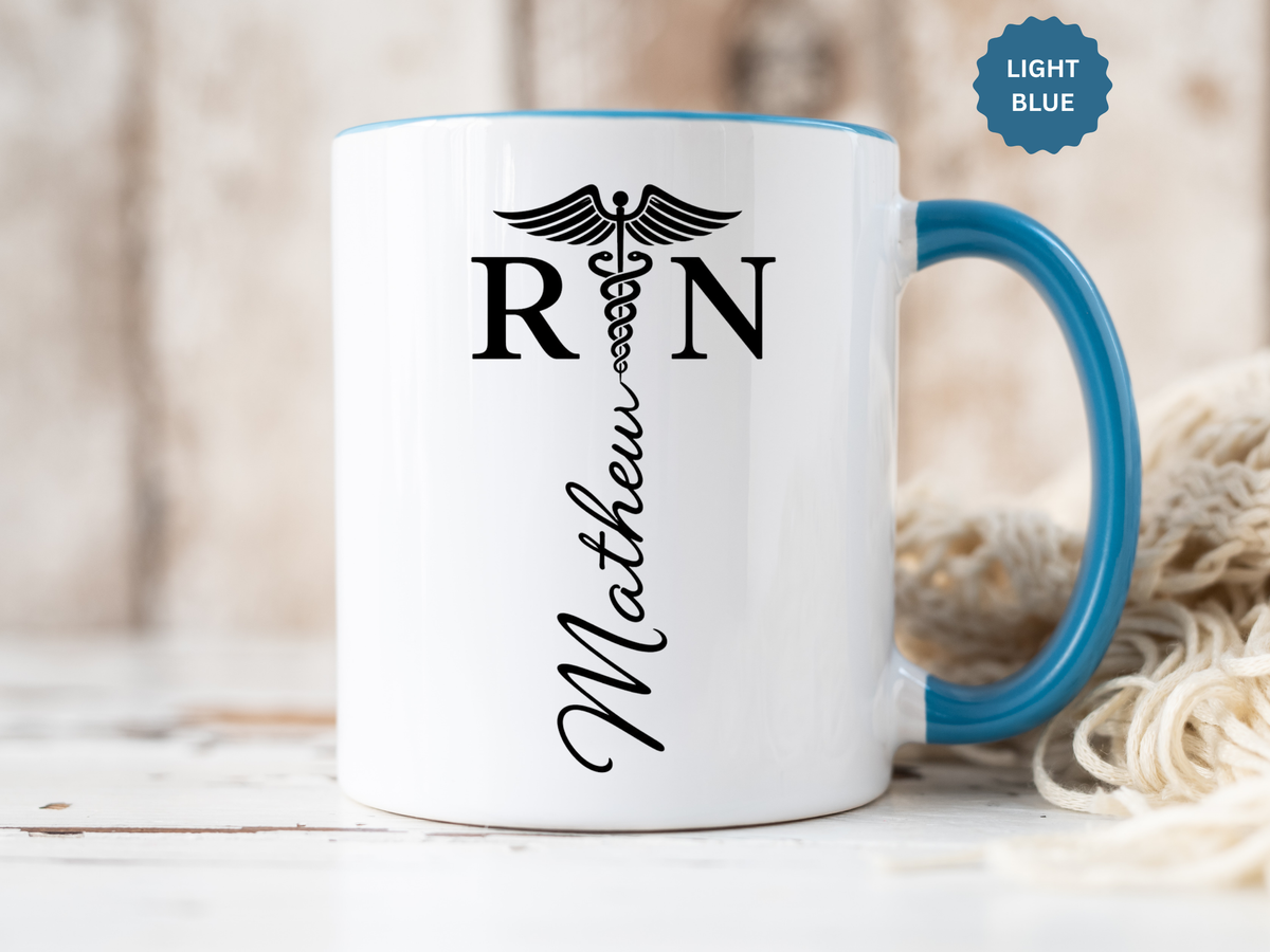 Personalized RN Coffee Mug, Registered Nurse Gift, Custom Nurse Name Mug, Nursing School Graduation Gift, RN Appreciation Cup