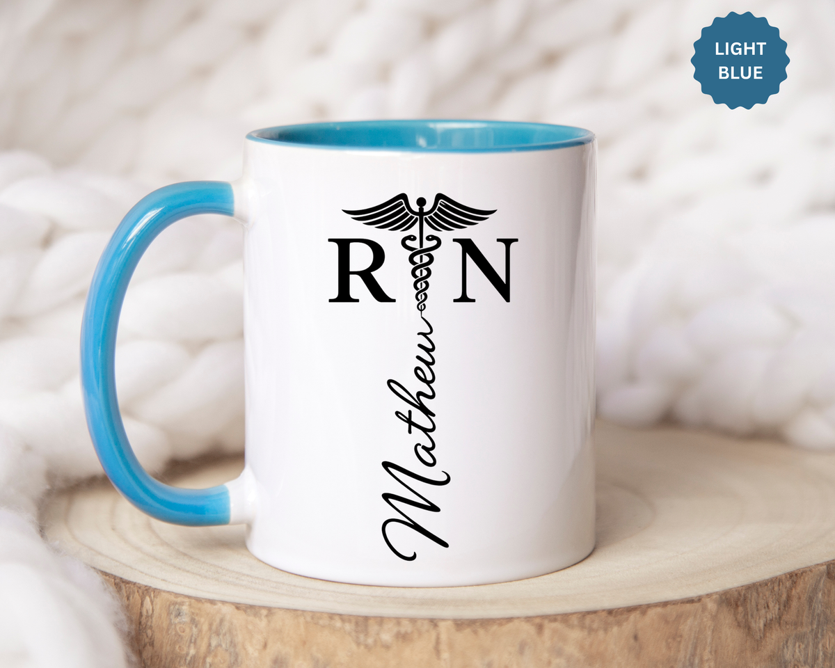 Personalized RN Coffee Mug, Registered Nurse Gift, Custom Nurse Name Mug, Nursing School Graduation Gift, RN Appreciation Cup
