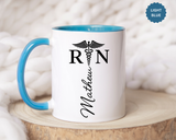 Personalized RN Coffee Mug, Registered Nurse Gift, Custom Nurse Name Mug, Nursing School Graduation Gift, RN Appreciation Cup