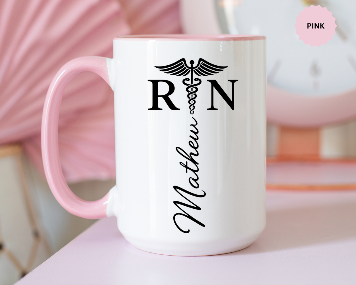 Personalized RN Coffee Mug, Registered Nurse Gift, Custom Nurse Name Mug, Nursing School Graduation Gift, RN Appreciation Cup