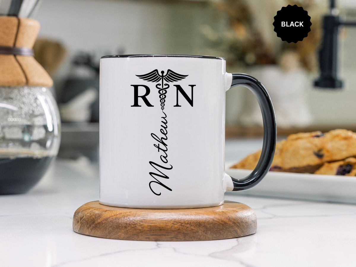 Personalized RN Coffee Mug, Registered Nurse Gift, Custom Nurse Name Mug, Nursing School Graduation Gift, RN Appreciation Cup