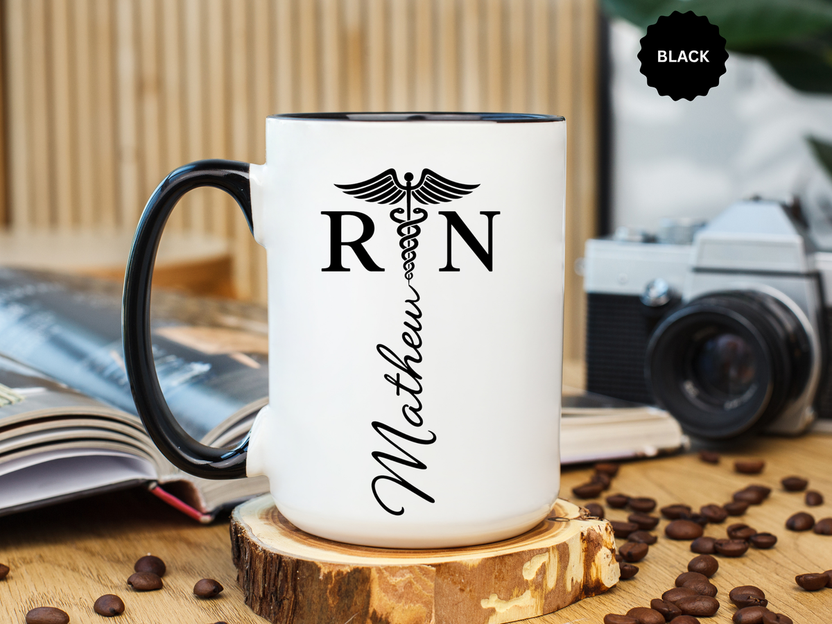 Personalized RN Coffee Mug, Registered Nurse Gift, Custom Nurse Name Mug, Nursing School Graduation Gift, RN Appreciation Cup