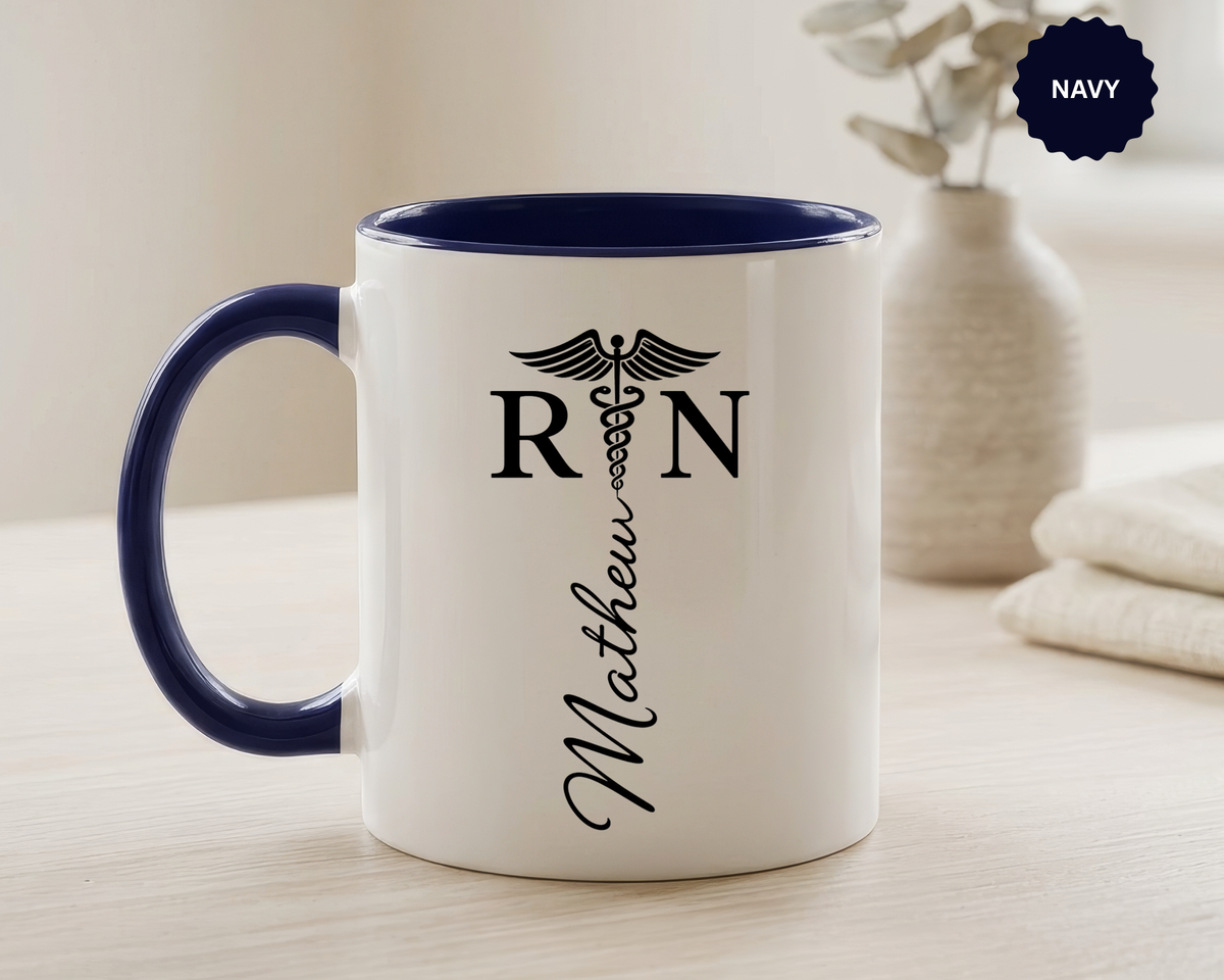 Personalized RN Coffee Mug, Registered Nurse Gift, Custom Nurse Name Mug, Nursing School Graduation Gift, RN Appreciation Cup