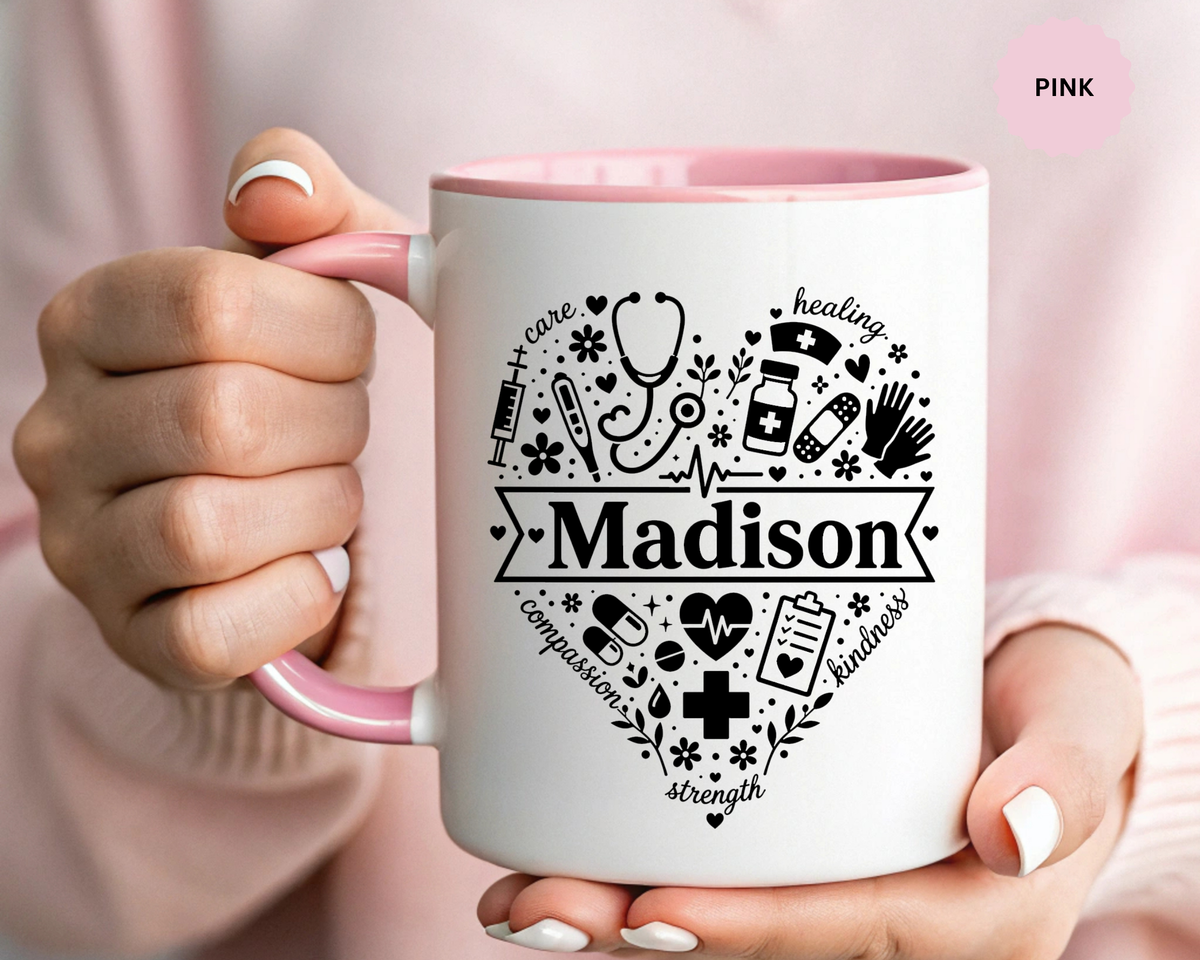 Personalized Nurse Coffee Mug, Custom Nurse Name Gift, RN Appreciation Mug, Nursing Graduation Gift, Healthcare Worker Coffee Cup