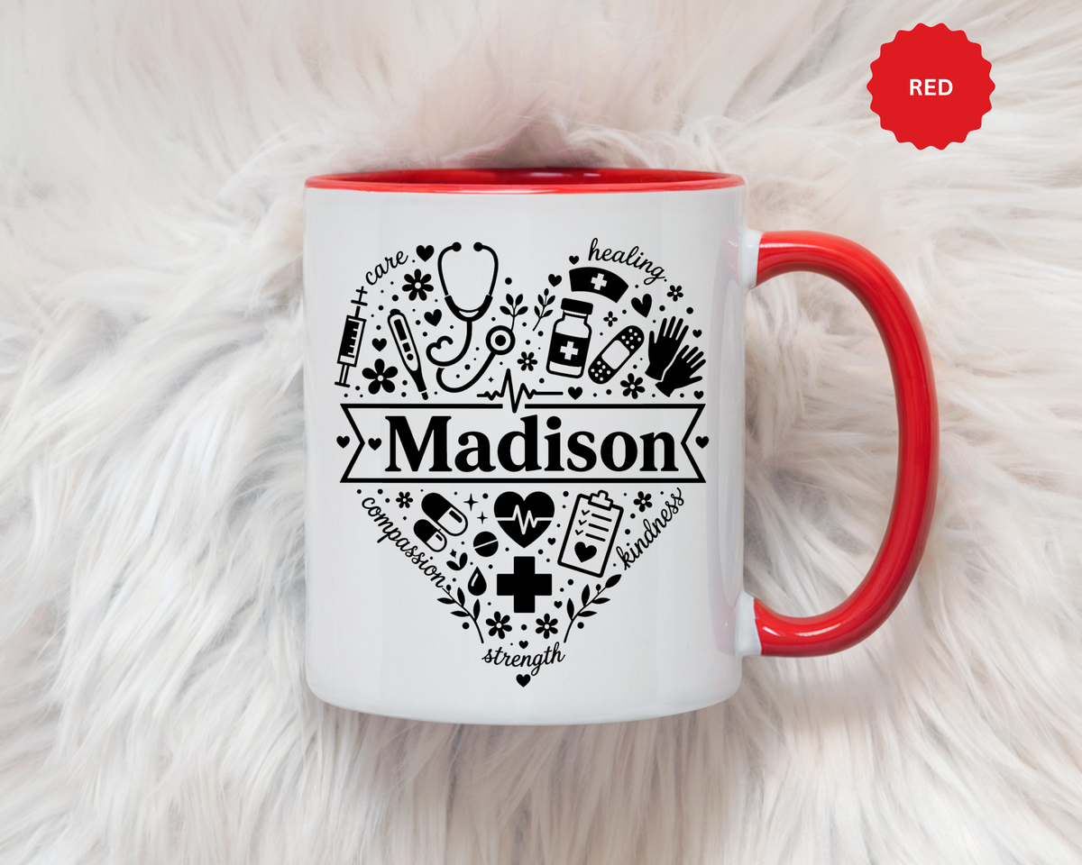 Personalized Nurse Coffee Mug, Custom Nurse Name Gift, RN Appreciation Mug, Nursing Graduation Gift, Healthcare Worker Coffee Cup