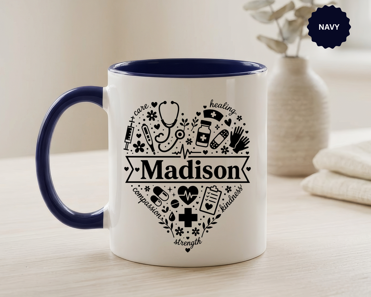 Personalized Nurse Coffee Mug, Custom Nurse Name Gift, RN Appreciation Mug, Nursing Graduation Gift, Healthcare Worker Coffee Cup