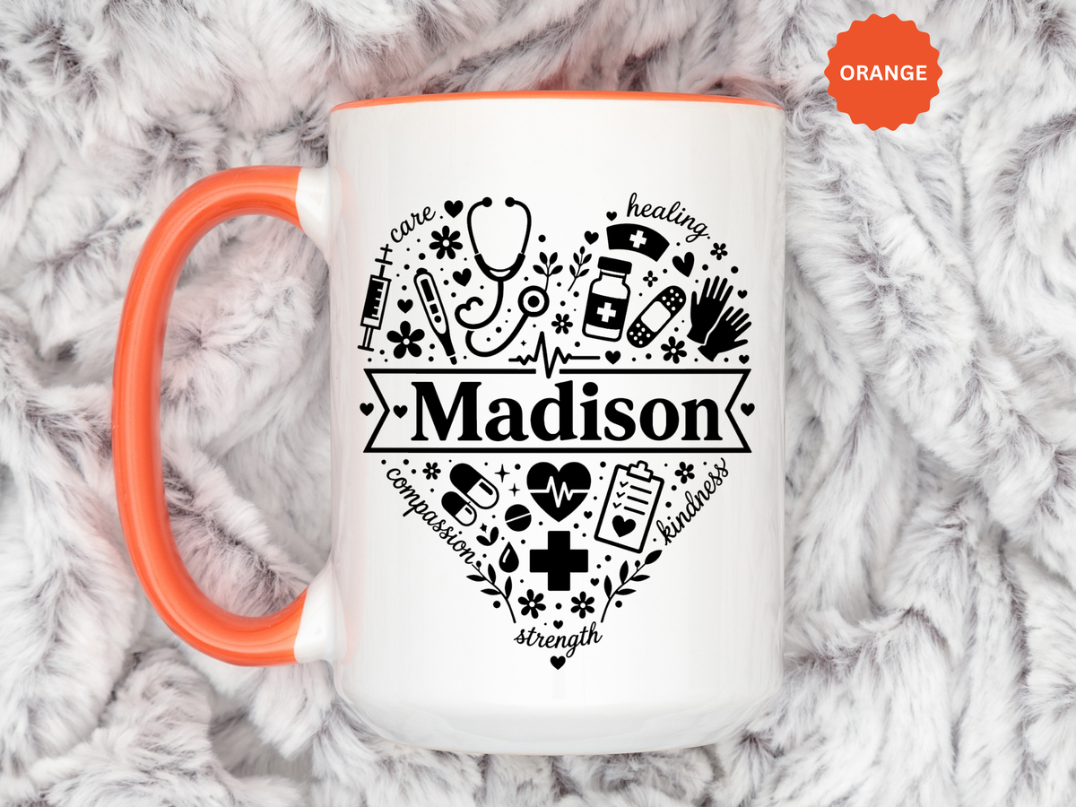 Personalized Nurse Coffee Mug, Custom Nurse Name Gift, RN Appreciation Mug, Nursing Graduation Gift, Healthcare Worker Coffee Cup
