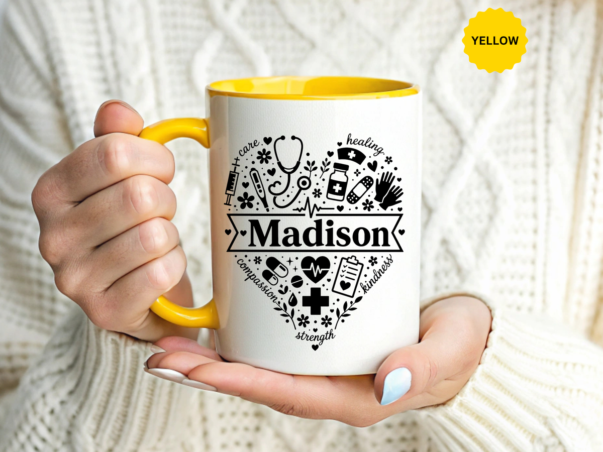 Personalized Nurse Coffee Mug, Custom Nurse Name Gift, RN Appreciation Mug, Nursing Graduation Gift, Healthcare Worker Coffee Cup