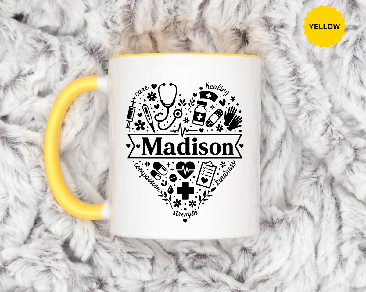 Personalized Nurse Coffee Mug, Custom Nurse Name Gift, RN Appreciation Mug, Nursing Graduation Gift, Healthcare Worker Coffee Cup