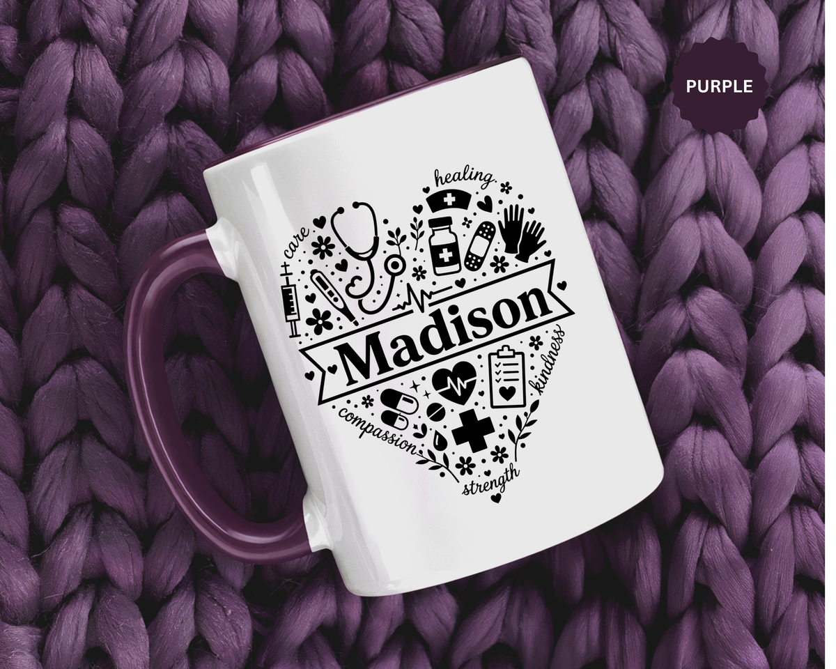 Personalized Nurse Coffee Mug, Custom Nurse Name Gift, RN Appreciation Mug, Nursing Graduation Gift, Healthcare Worker Coffee Cup