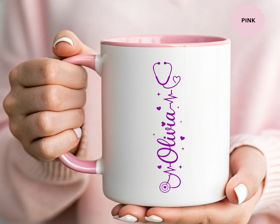 Custom Nurse Name Mug, Personalized Nurse Coffee Cup, Registered Nurse Gift, Nursing Student Gift, Healthcare Appreciation Mug