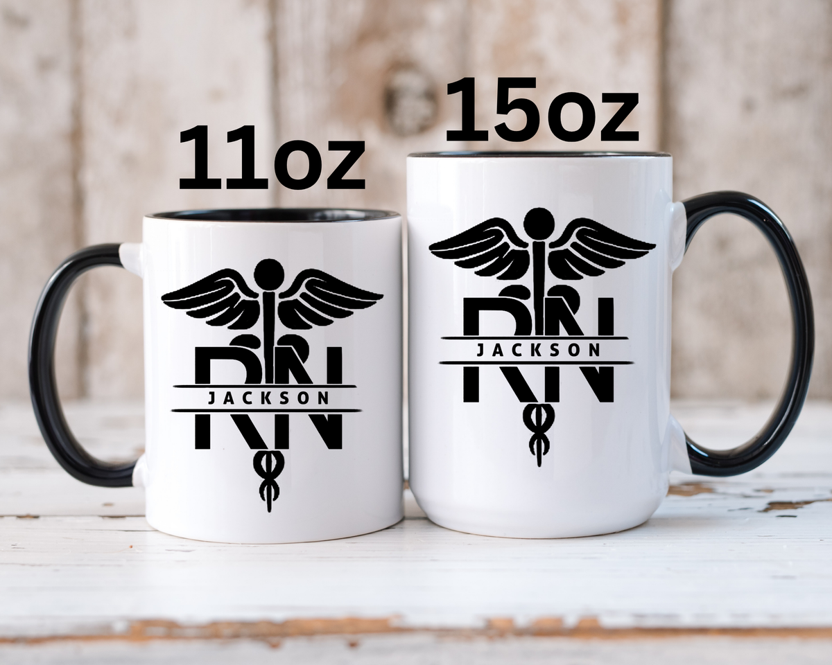 Personalized RN Mug, Custom Registered Nurse Coffee Mug, RN Name Gift, Nursing Graduation Gift, Nurse Appreciation Cup