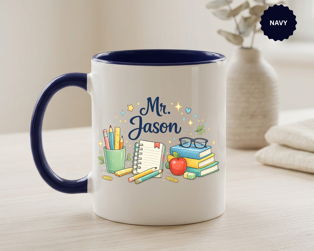 Personalized Teacher Mug, Custom Teacher Name Coffee Mug, Teacher Appreciation Gift, Classroom Teacher Gift, End of Year Present
