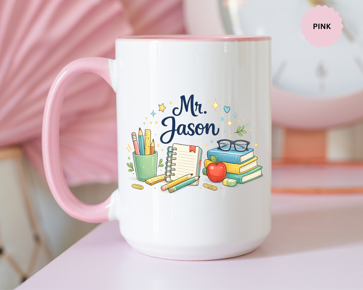 Personalized Teacher Mug, Custom Teacher Name Coffee Mug, Teacher Appreciation Gift, Classroom Teacher Gift, End of Year Present