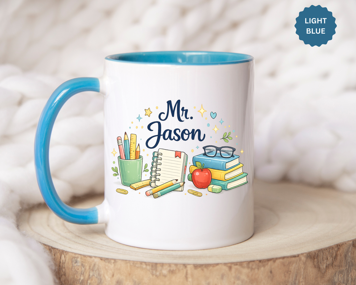 Personalized Teacher Mug, Custom Teacher Name Coffee Mug, Teacher Appreciation Gift, Classroom Teacher Gift, End of Year Present