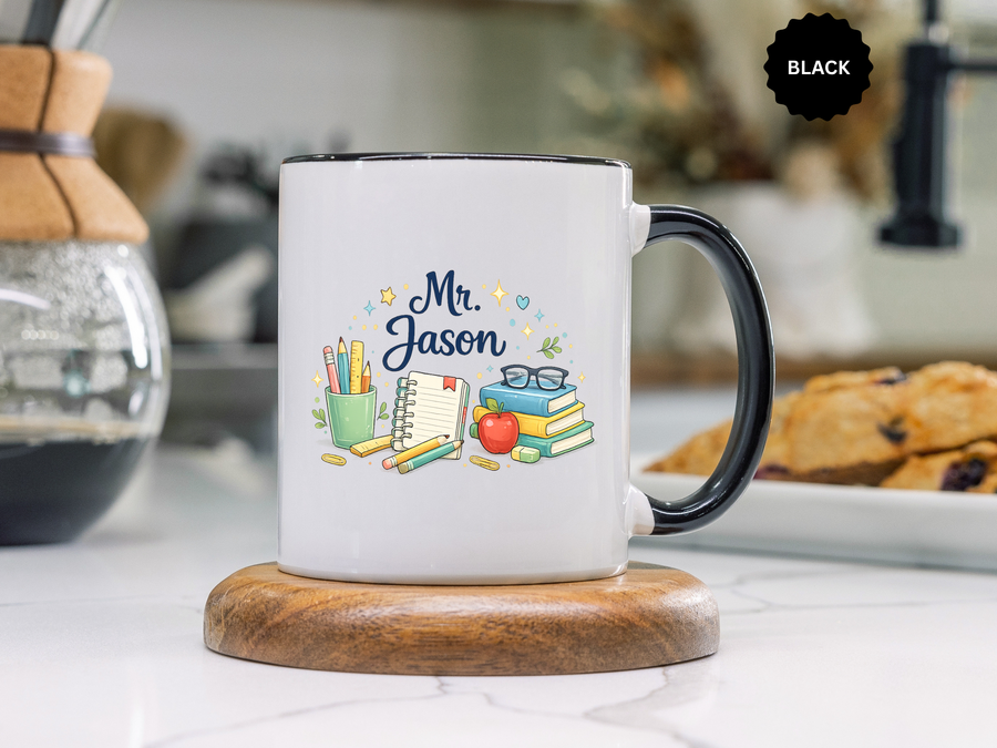 Personalized Teacher Mug, Custom Teacher Name Coffee Mug, Teacher Appreciation Gift, Classroom Teacher Gift, End of Year Present