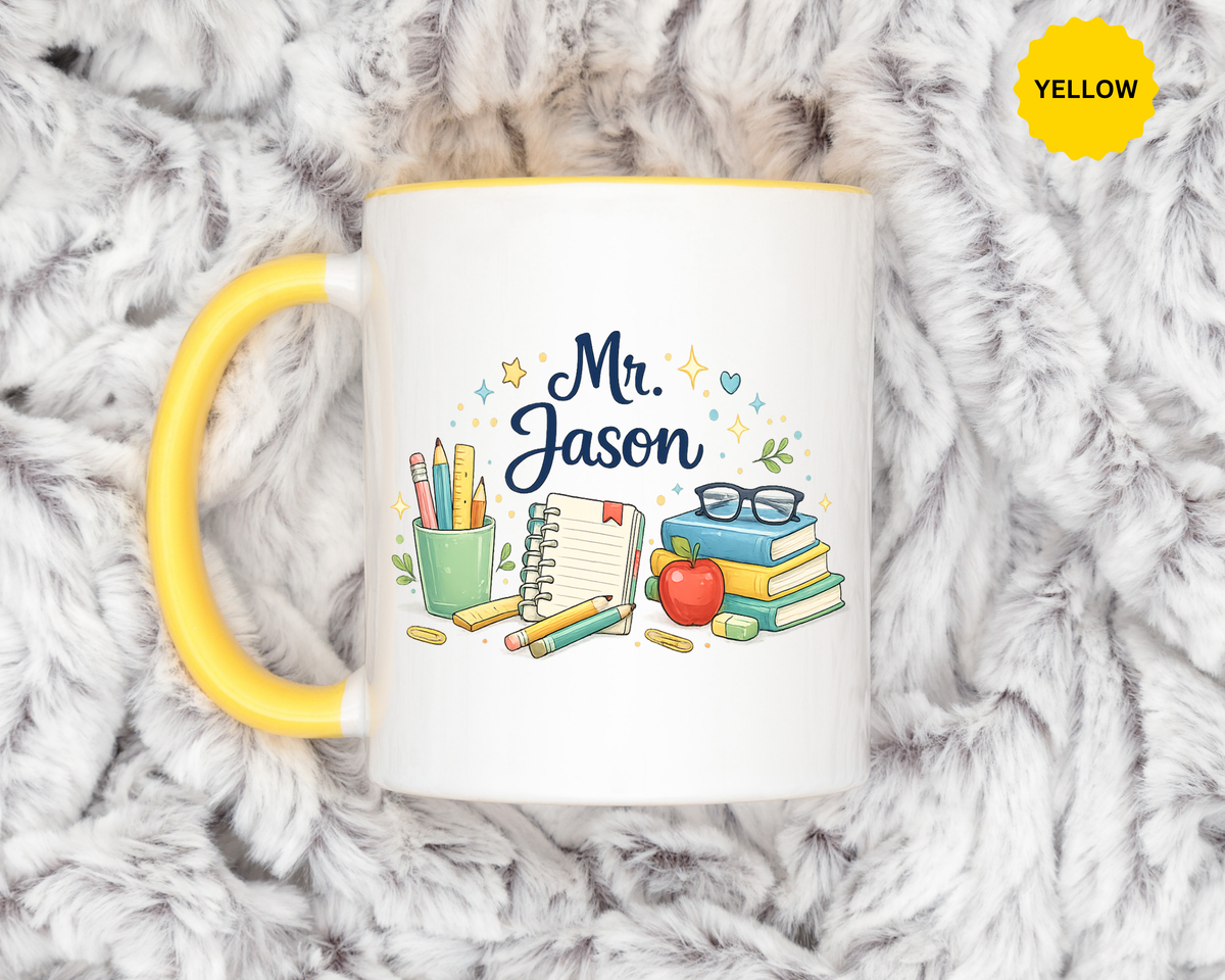 Personalized Teacher Mug, Custom Teacher Name Coffee Mug, Teacher Appreciation Gift, Classroom Teacher Gift, End of Year Present