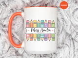 Personalized Teacher Pencil Mug, Custom Teacher Name Coffee Mug, Teacher Appreciation Gift, Back to School Teacher Cup