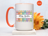 Personalized Teacher Pencil Mug, Custom Teacher Name Coffee Mug, Teacher Appreciation Gift, Back to School Teacher Cup