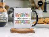 Personalized Teacher Pencil Mug, Custom Teacher Name Coffee Mug, Teacher Appreciation Gift, Back to School Teacher Cup