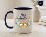 Personalized Teacher Coffee Mug, Custom Teacher Name Gift, Floral Teacher Mug, Teacher Appreciation Present, Classroom Gift