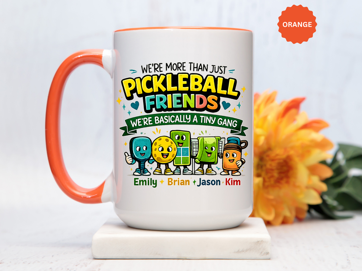 Personalized Pickleball Friends Mug, Custom Pickleball Team Coffee Mug with Names, Funny Pickleball Gift for Teammates and Best Friends