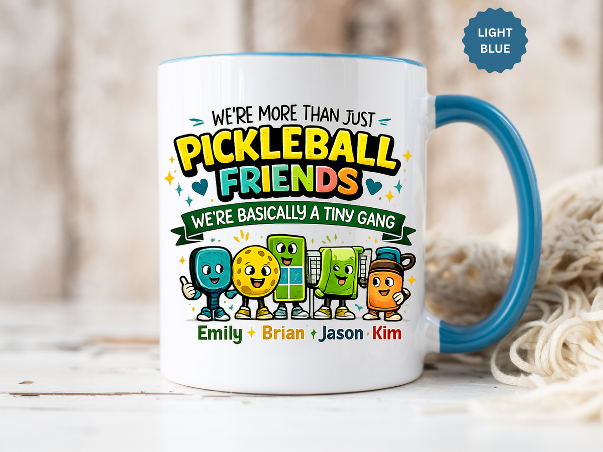 Personalized Pickleball Friends Mug, Custom Pickleball Team Coffee Mug with Names, Funny Pickleball Gift for Teammates and Best Friends