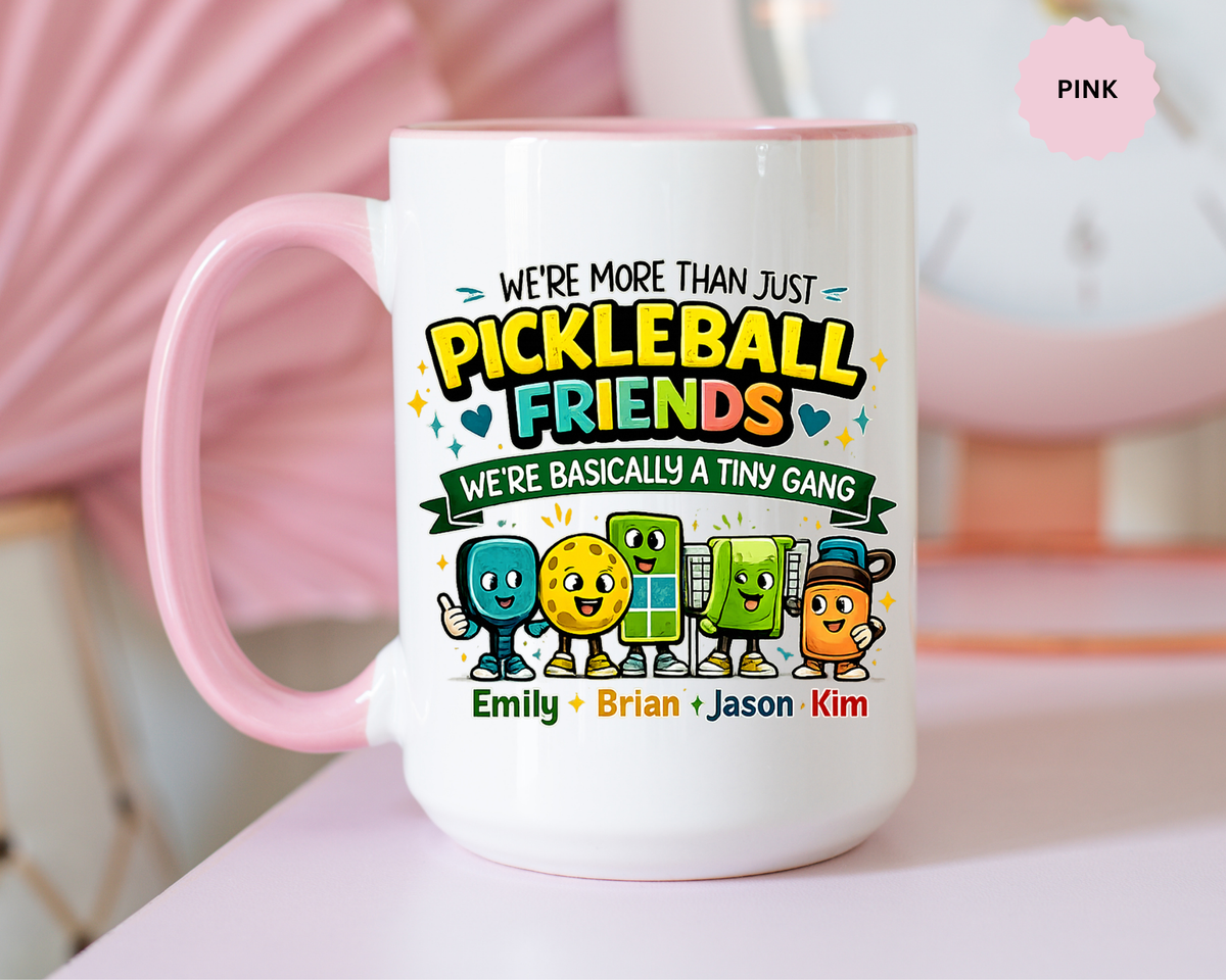 Personalized Pickleball Friends Mug, Custom Pickleball Team Coffee Mug with Names, Funny Pickleball Gift for Teammates and Best Friends