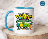 Personalized Pickleball Friends Mug, Custom Pickleball Team Coffee Mug with Names, Funny Pickleball Gift for Teammates and Best Friends