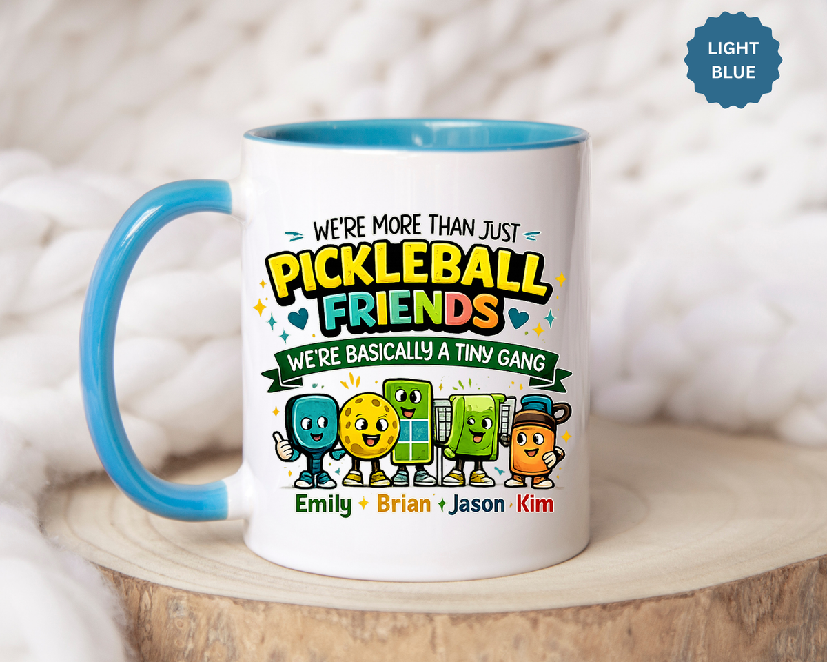 Personalized Pickleball Friends Mug, Custom Pickleball Team Coffee Mug with Names, Funny Pickleball Gift for Teammates and Best Friends