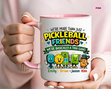 Personalized Pickleball Friends Mug, Custom Pickleball Team Coffee Mug with Names, Funny Pickleball Gift for Teammates and Best Friends