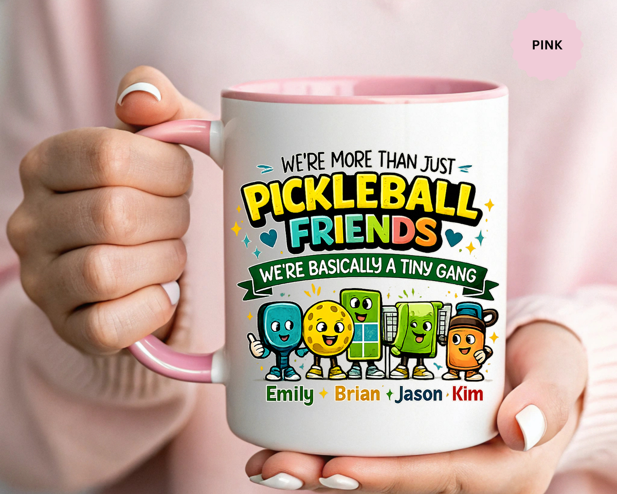 Personalized Pickleball Friends Mug, Custom Pickleball Team Coffee Mug with Names, Funny Pickleball Gift for Teammates and Best Friends