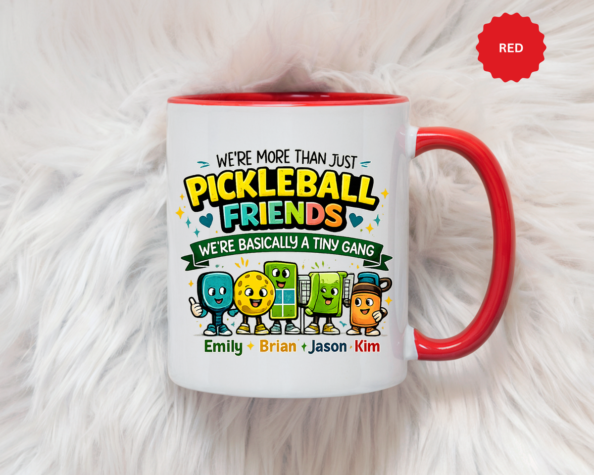 Personalized Pickleball Friends Mug, Custom Pickleball Team Coffee Mug with Names, Funny Pickleball Gift for Teammates and Best Friends