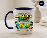 Personalized Pickleball Friends Mug, Custom Pickleball Team Coffee Mug with Names, Funny Pickleball Gift for Teammates and Best Friends