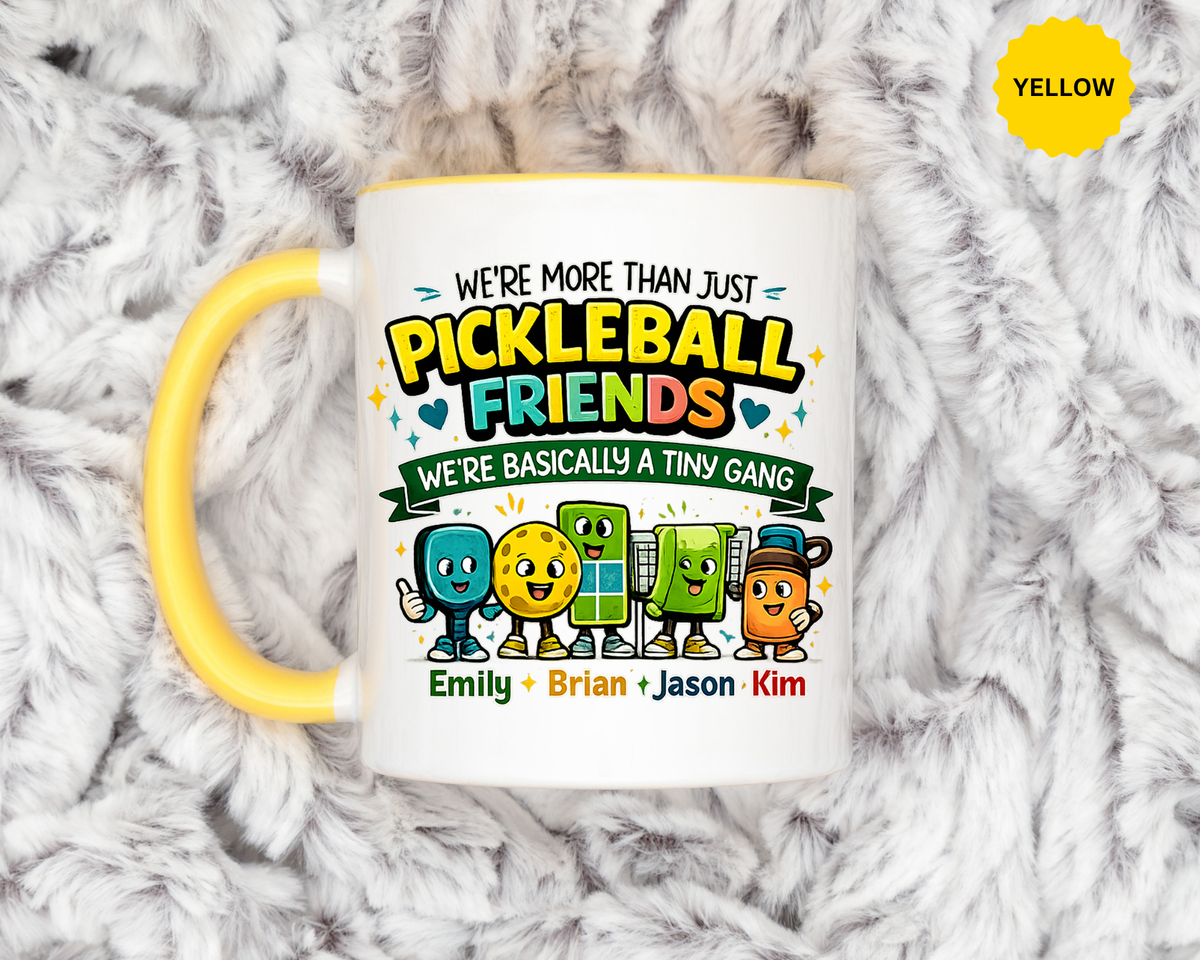 Personalized Pickleball Friends Mug, Custom Pickleball Team Coffee Mug with Names, Funny Pickleball Gift for Teammates and Best Friends