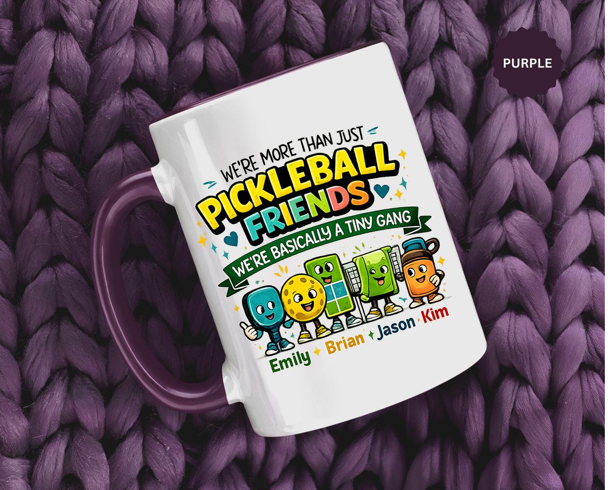 Personalized Pickleball Friends Mug, Custom Pickleball Team Coffee Mug with Names, Funny Pickleball Gift for Teammates and Best Friends