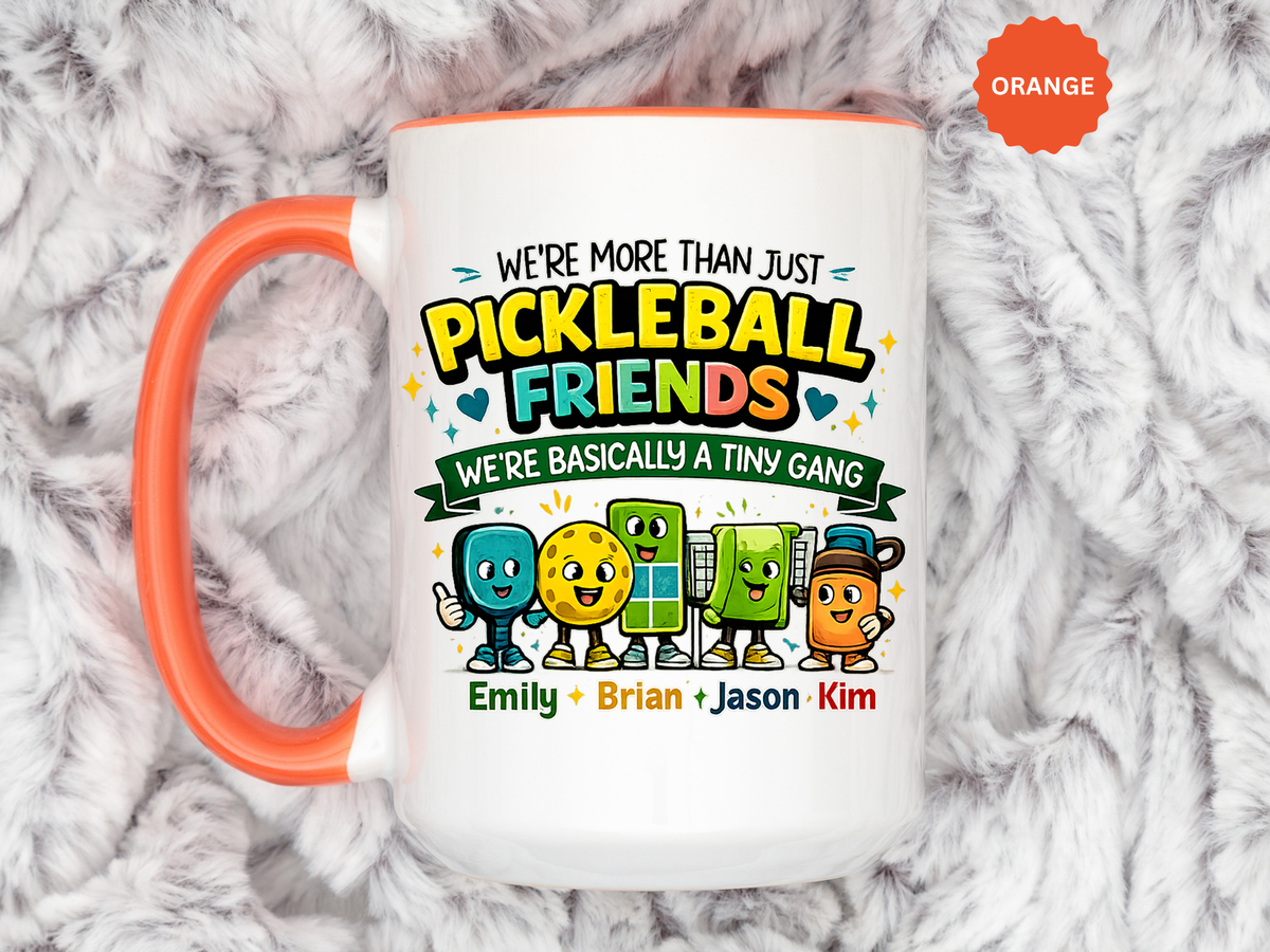 Personalized Pickleball Friends Mug, Custom Pickleball Team Coffee Mug with Names, Funny Pickleball Gift for Teammates and Best Friends