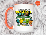 Personalized Pickleball Friends Mug, Custom Pickleball Team Coffee Mug with Names, Funny Pickleball Gift for Teammates and Best Friends