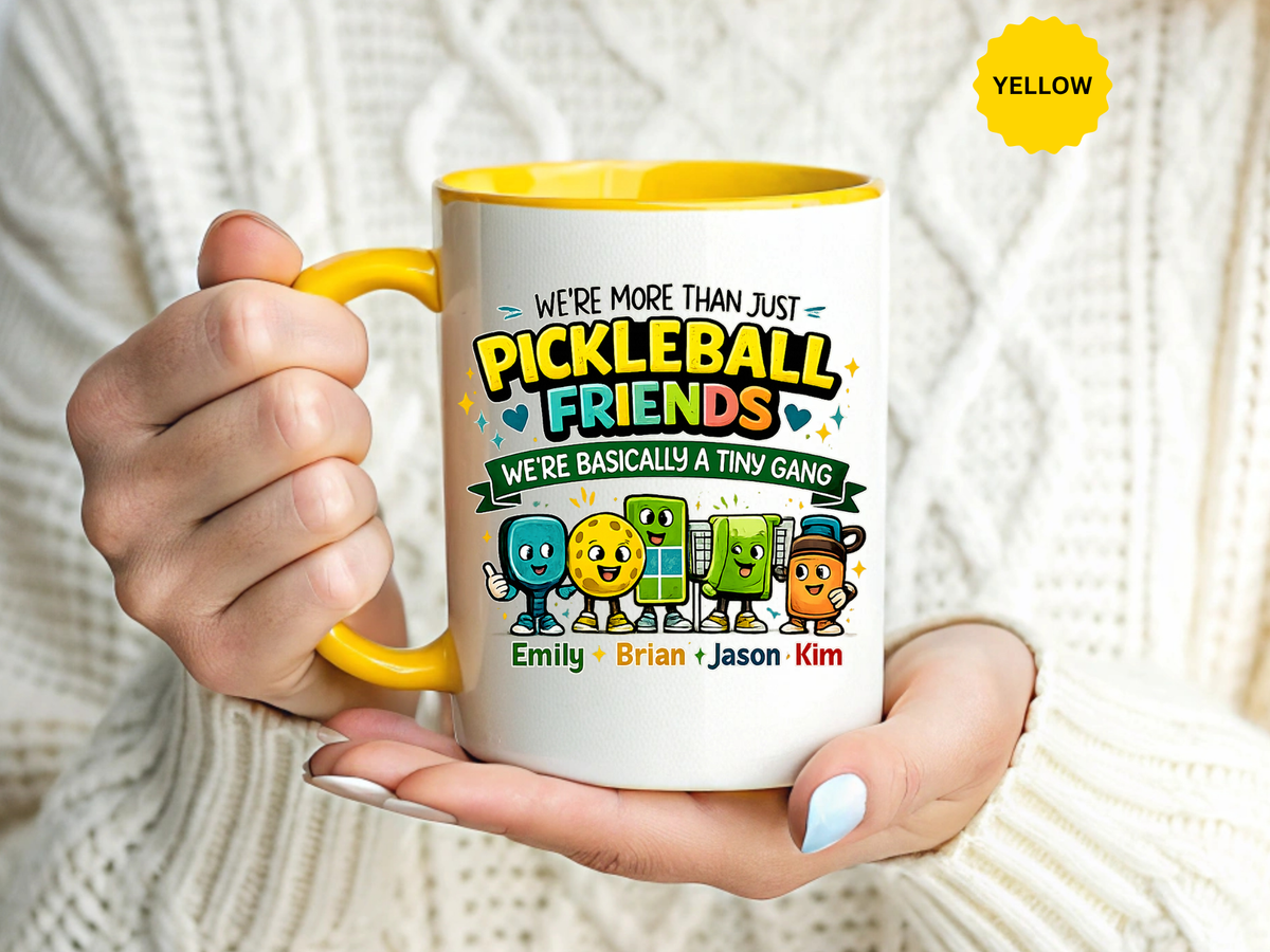 Personalized Pickleball Friends Mug, Custom Pickleball Team Coffee Mug with Names, Funny Pickleball Gift for Teammates and Best Friends